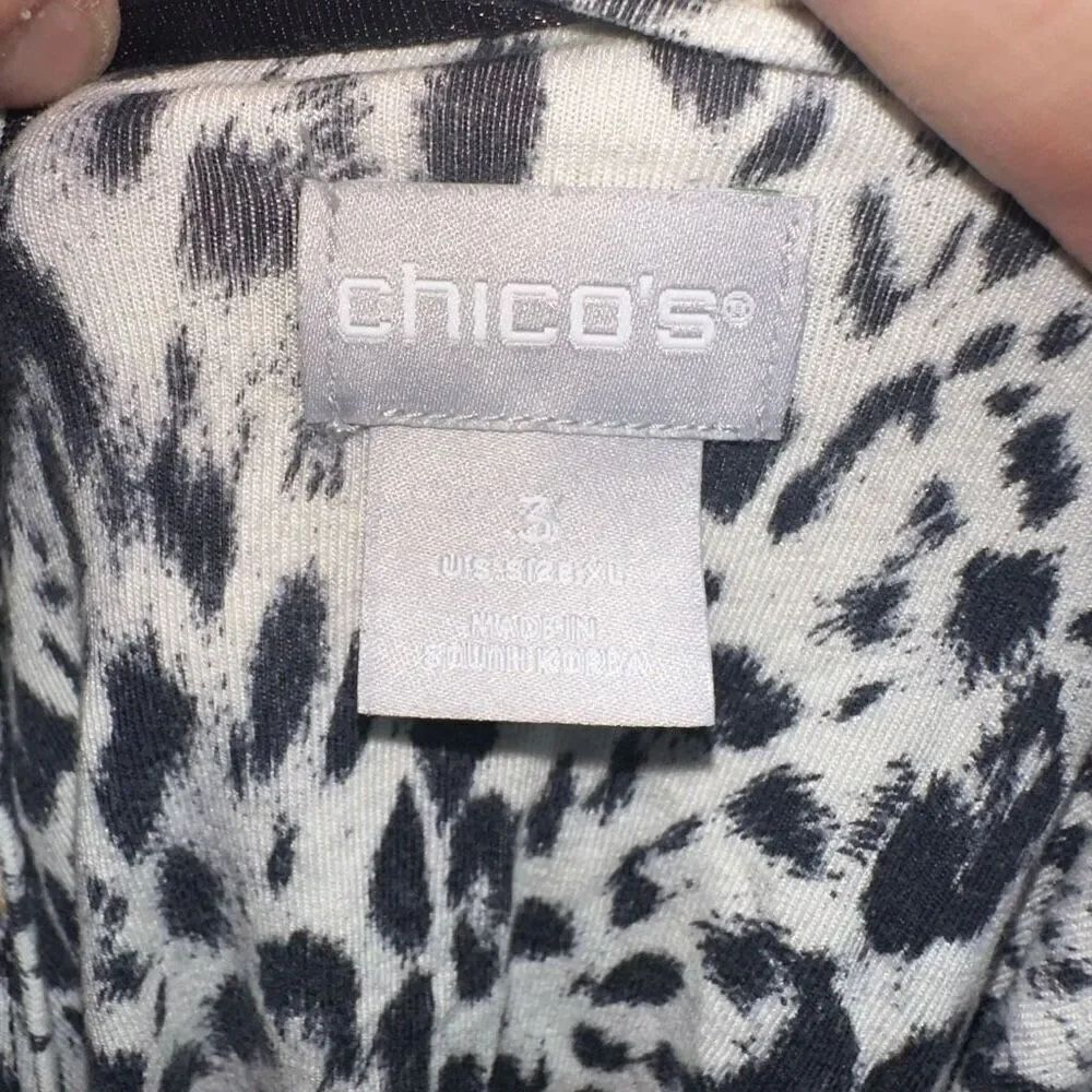 Chico’s leopard print 3/XL knit floral long sleeve top - Picture 4 of 5